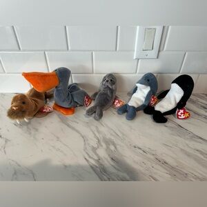 5 Ocean Themed Original Ty Beanie Babies
